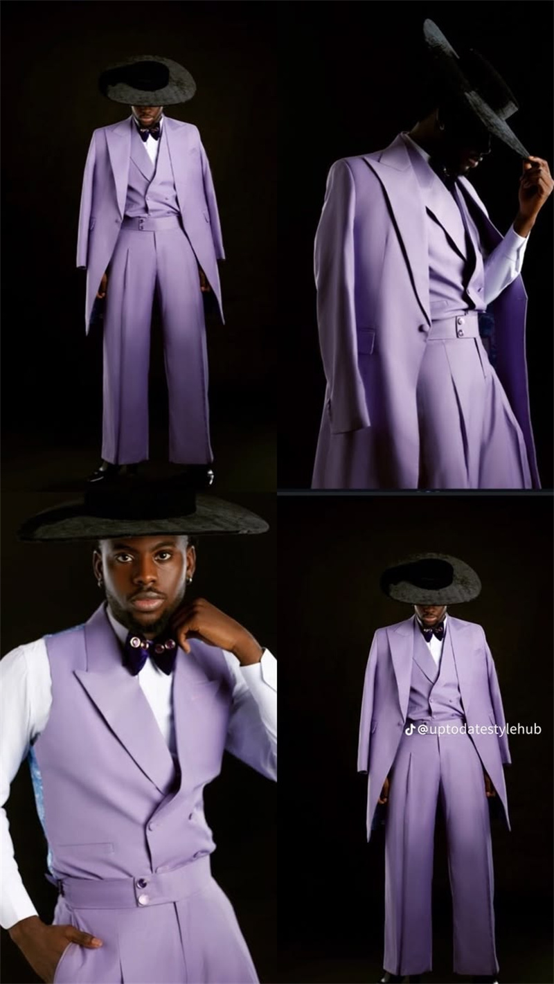 Men Formal Wear Purple - Paarse Mannen Pak Set 3 Stuk