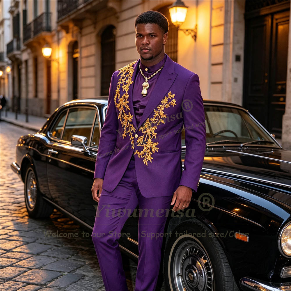 Men Formal Wear Purple - Uniek Ontwerp Paarse Pakken Heren 2-Delige