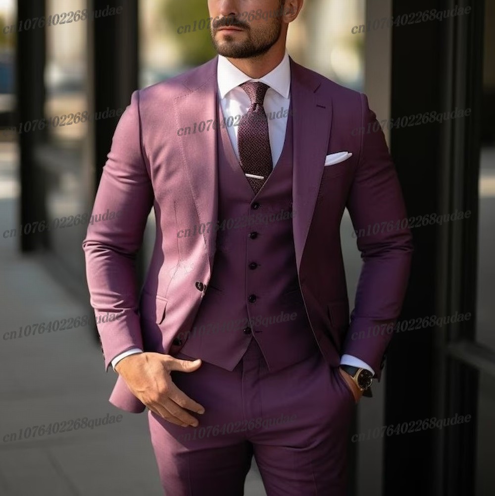 Men Formal Wear Purple - Paarse formele herenpak bruiloft feest bruidegom