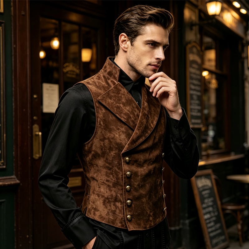 Heren Retro Suède Vest met Rev - Men'S Formal Wear Waistcoat recensie en prijs