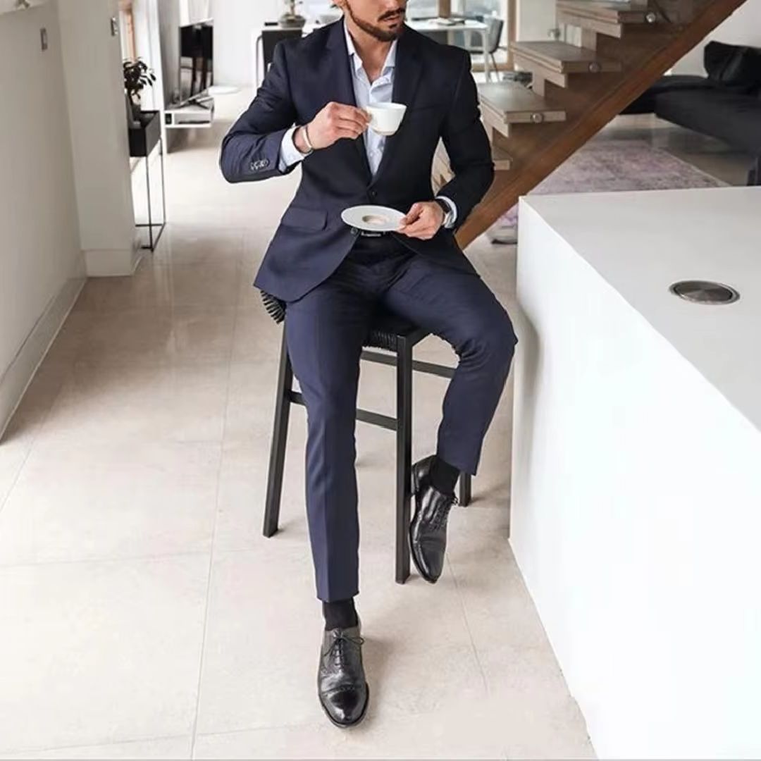 Marineblauwe 2-delige smokingp - Latest Men Formal Wear recensie en prijs