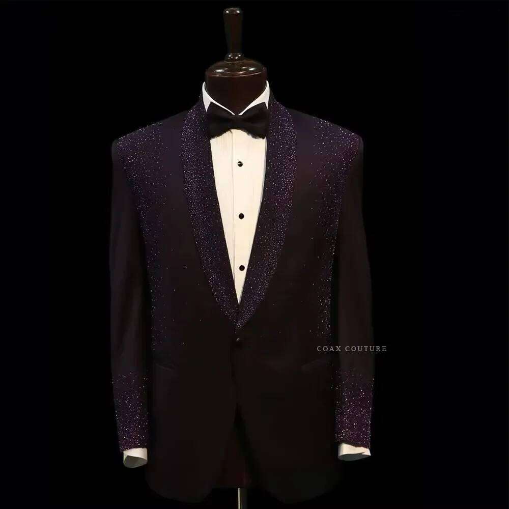 Paarse glitterkristal formele  - Men Formal Wear Purple recensie en prijs