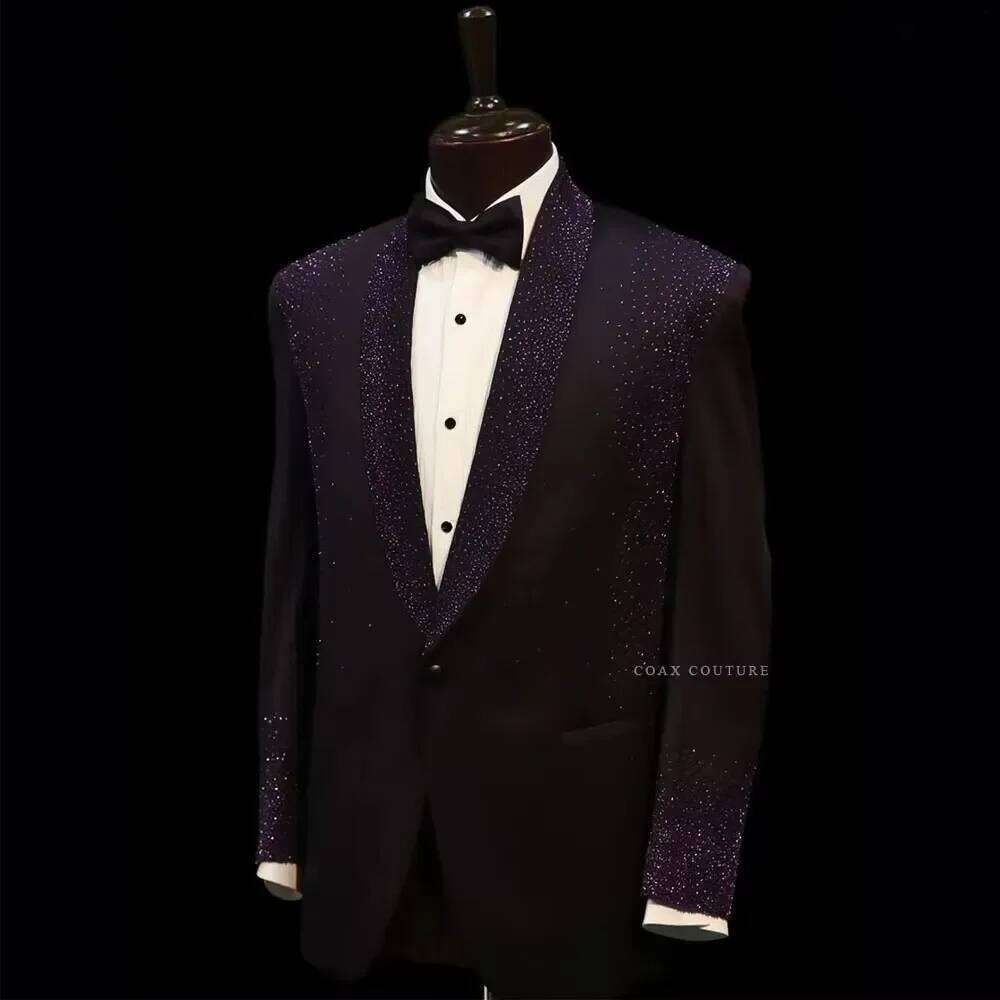 Paarse glitterkristal formele  - Men Formal Wear Purple recensie en prijs