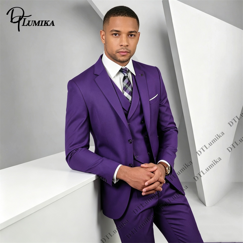Heren 3-delig paars pak, slim  - Men Formal Wear Purple recensie en prijs