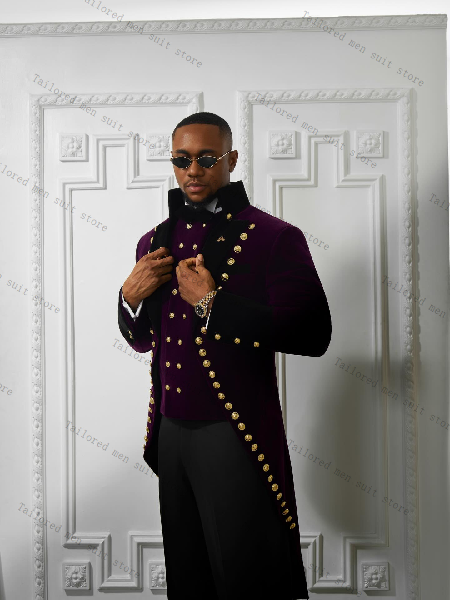 Paarse mannen pakken broek set - Men Formal Wear Purple recensie en prijs